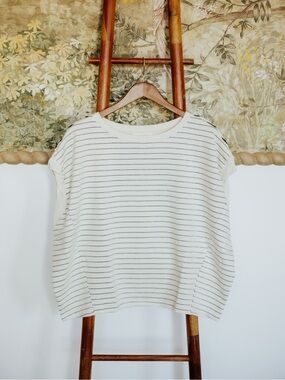 Knit Striped Jersey Round Neck Short Sleeve Top By Together NWT